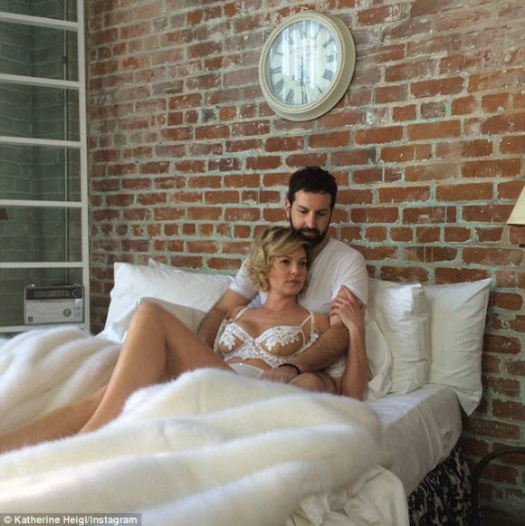 Actress Katherine Heigl wears skimpy lingerie to tease secret project with husband Josh Kelley