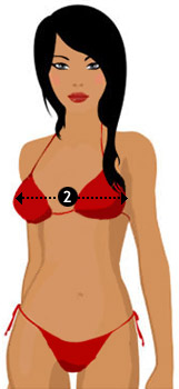 Measure your chest by placing the tape measure around your breast at the nipples .