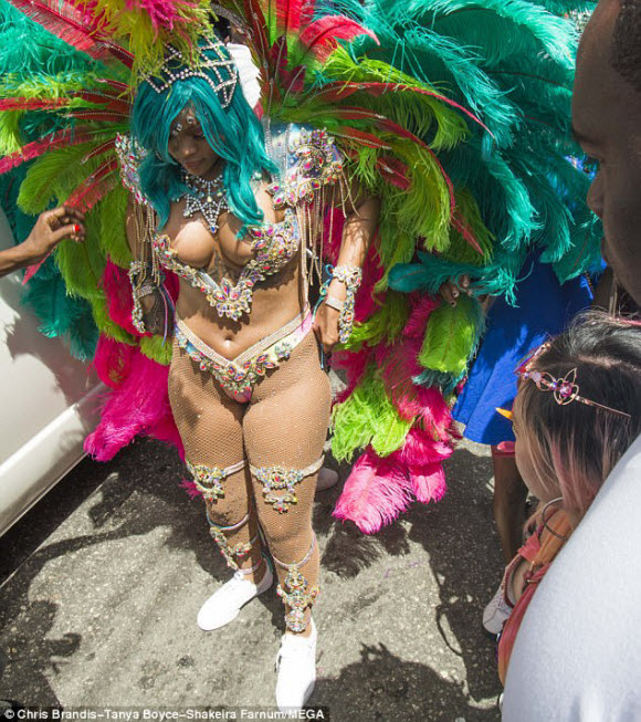 Rihanna Flaunts Her Boobs In Jeweled Bikini During Barbados Festival