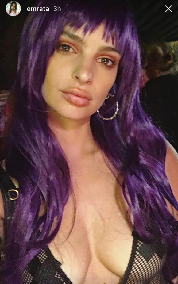 Emily Ratajkowski Slaps On Nipple Pasties For Devilish Halloween Look