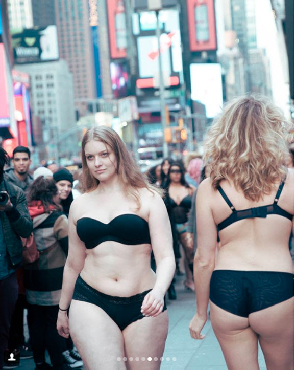 In Times Square Wearing Just Lingerie In Times Square Wearing Just Lingerie