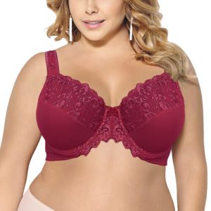 AU SIZE Women's Minimizer Bra Full Coverage Underwire Non Padded Lace Brassiere